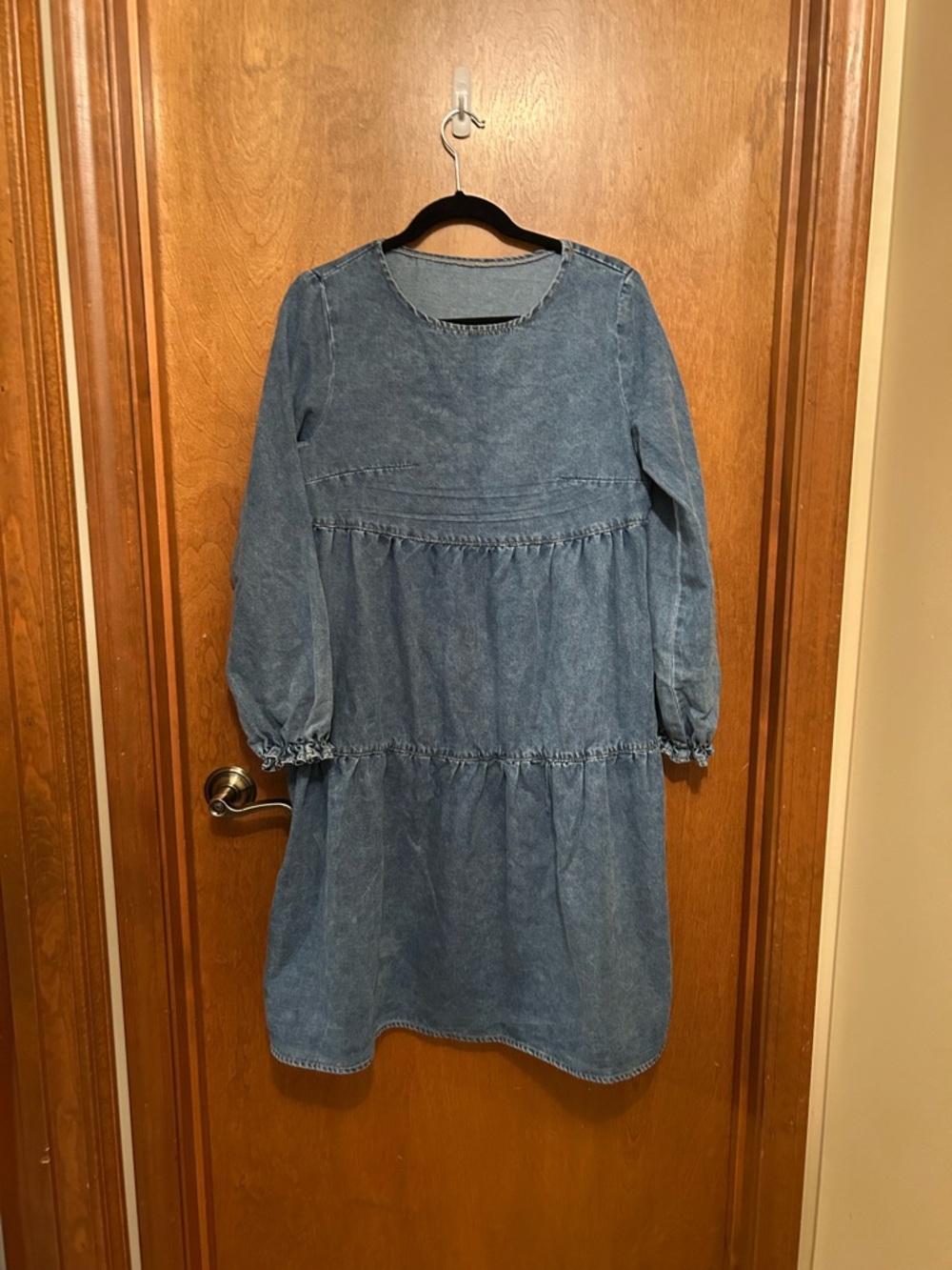 NEW w/out tags Boho Denim Long-Sleeve loose fit flowing dress  size small